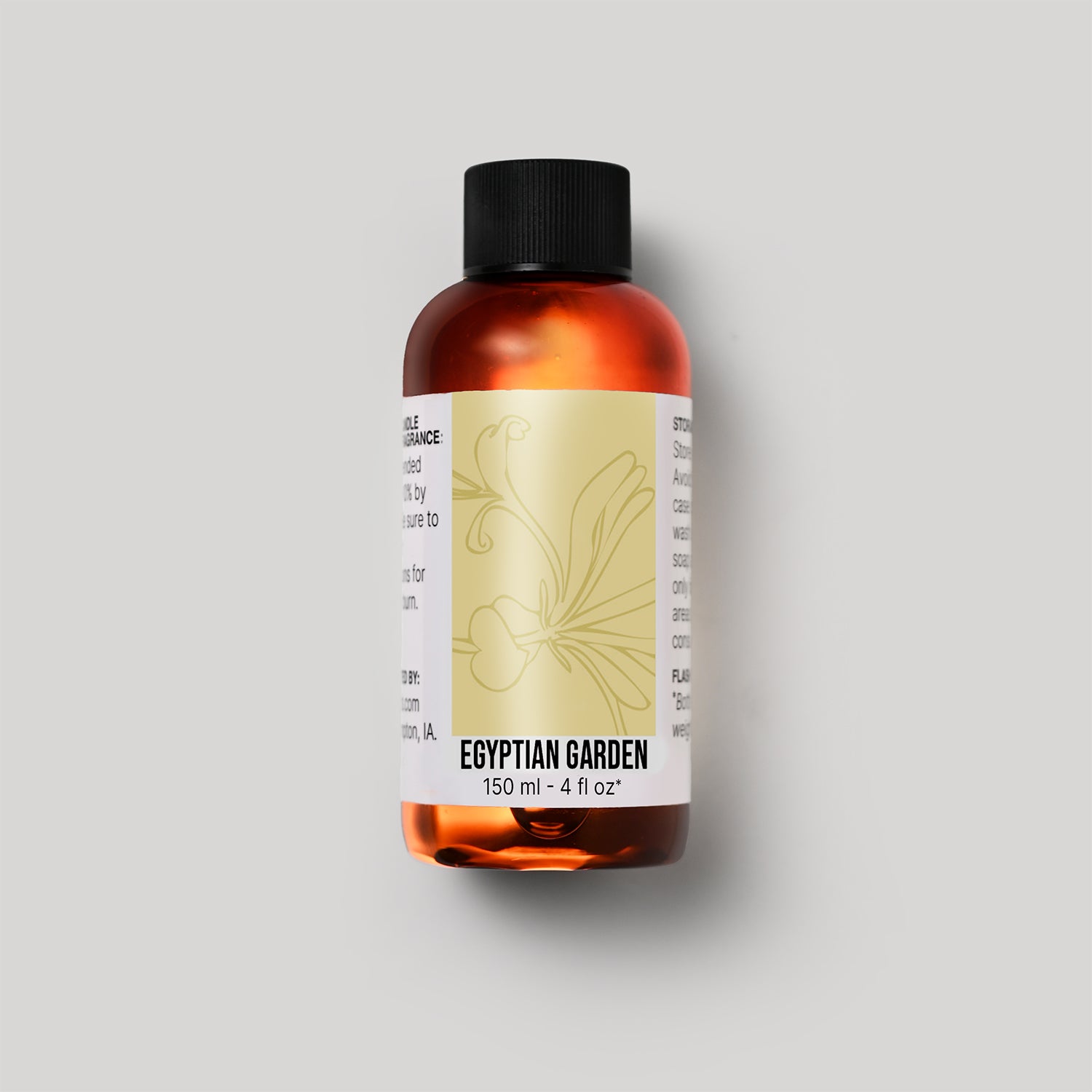 150 ml bottle of Egyptian Garden fragrance oil with a label on a white background