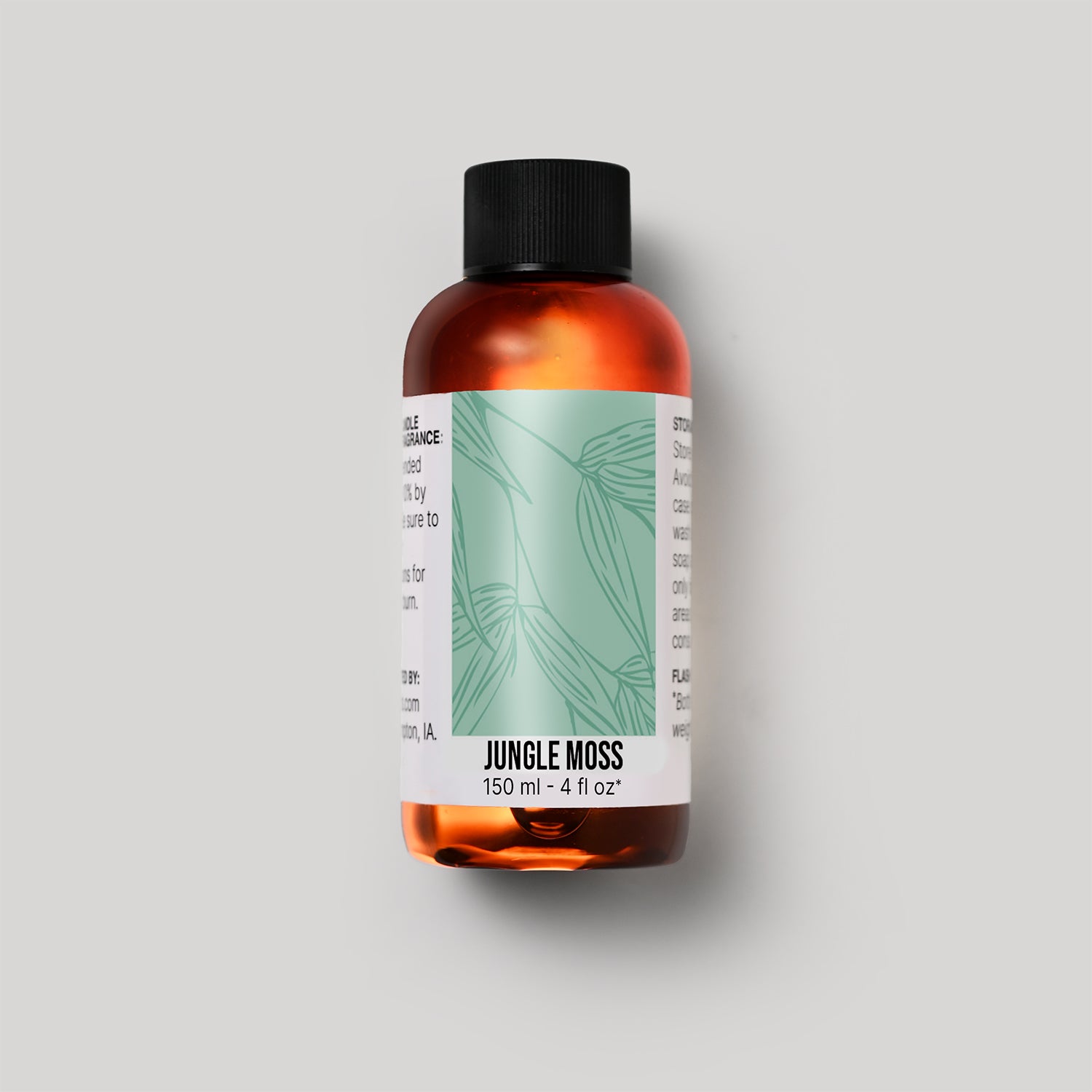 150 ml bottle of Jungle Moss fragrance oil with a label on a white background