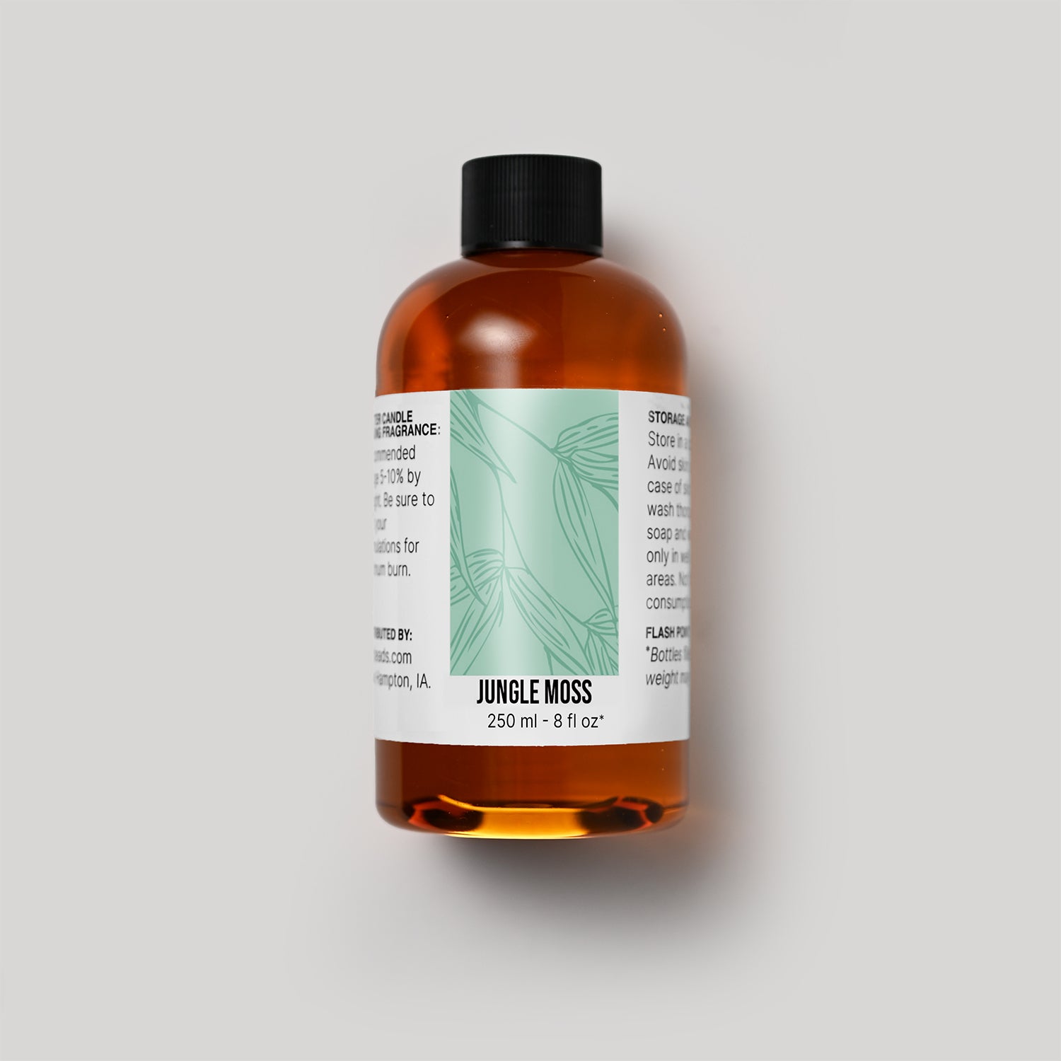 250 ml bottle of Jungle Moss fragrance oil with a label on a white background