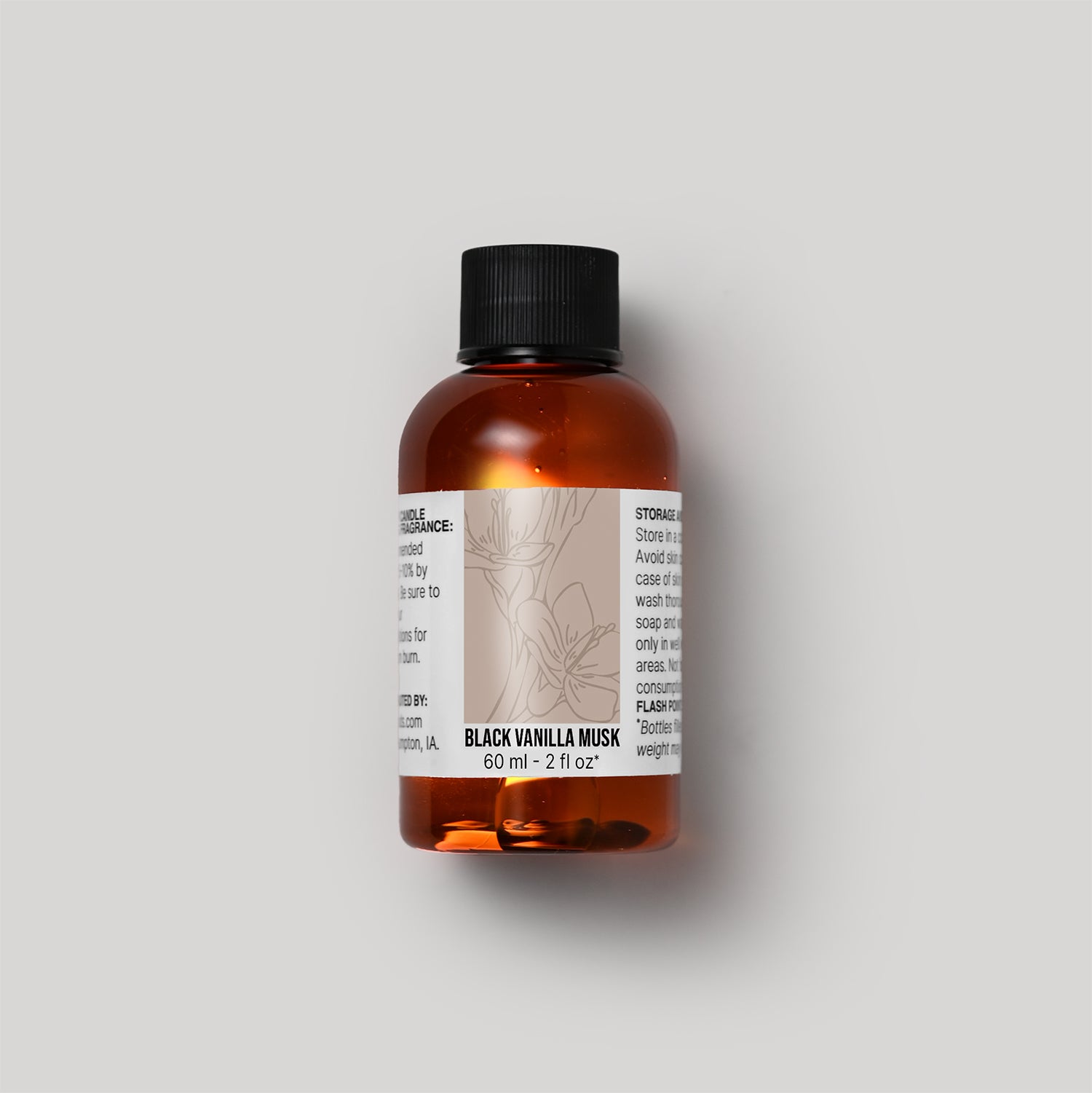 60 ml bottle of Black Vanilla Musk fragrance oil with a label on a white background