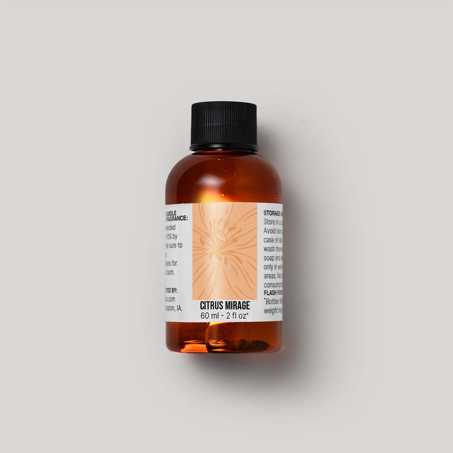 60 ml bottle of Citrus Mirage fragrance oil with a label on a white background