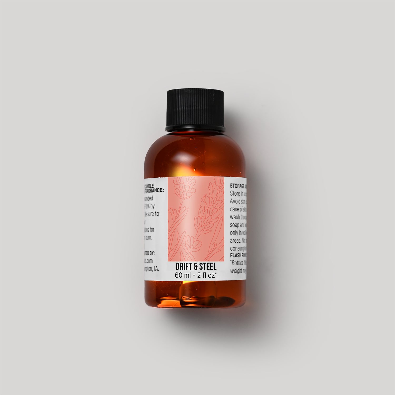 60 ml bottle of Drift & Steel fragrance oil with a label on a white background