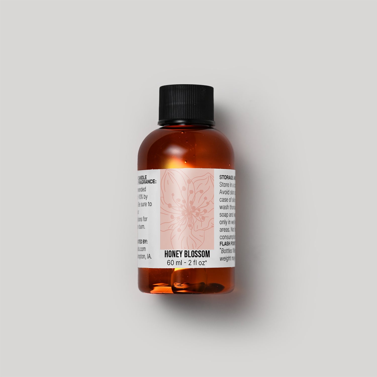 60 ml bottle of Honey Blossom fragrance oil with a label on a white background