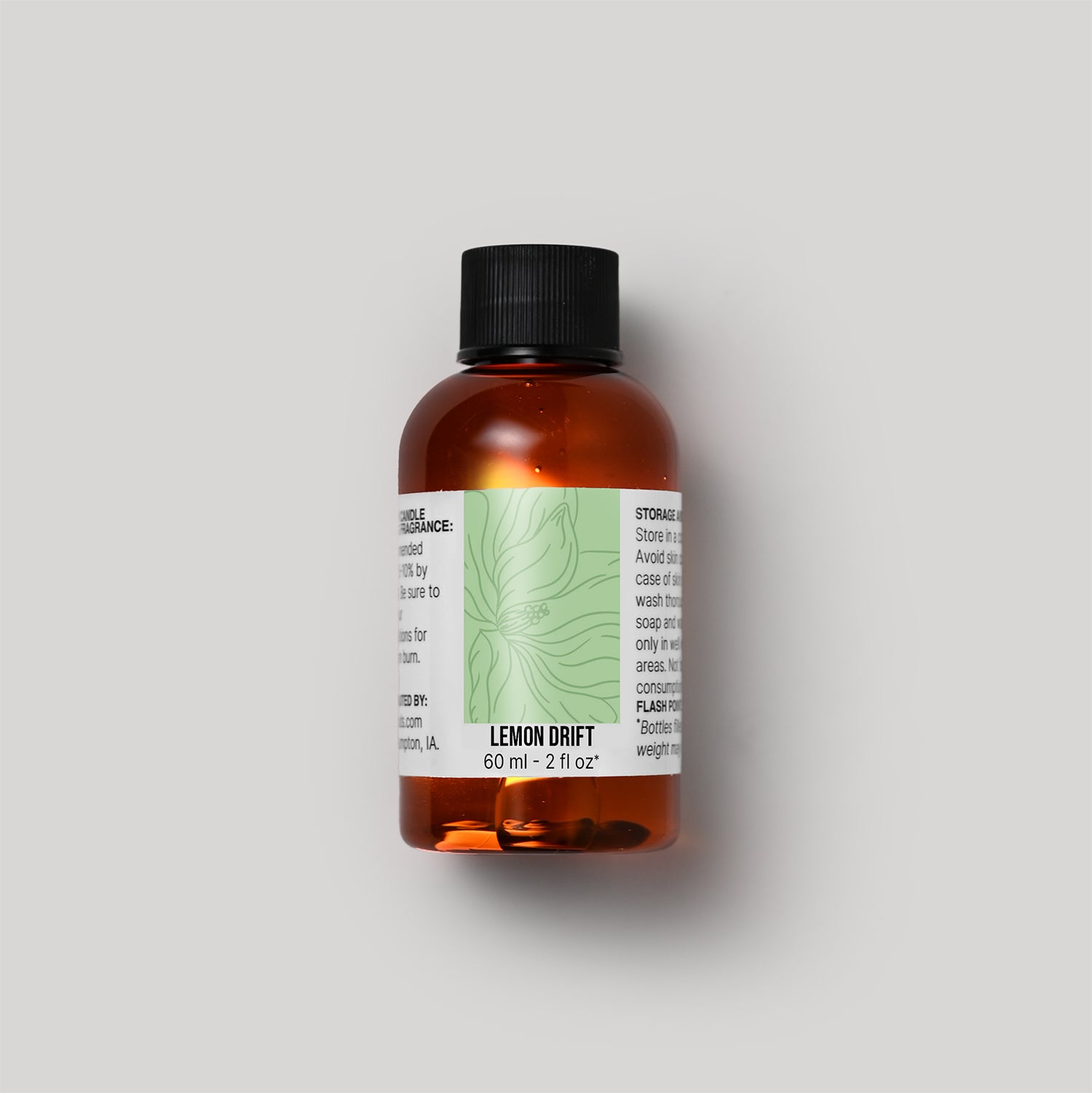 60 ml bottle of Lemon Drift fragrance oil with a label on a white background