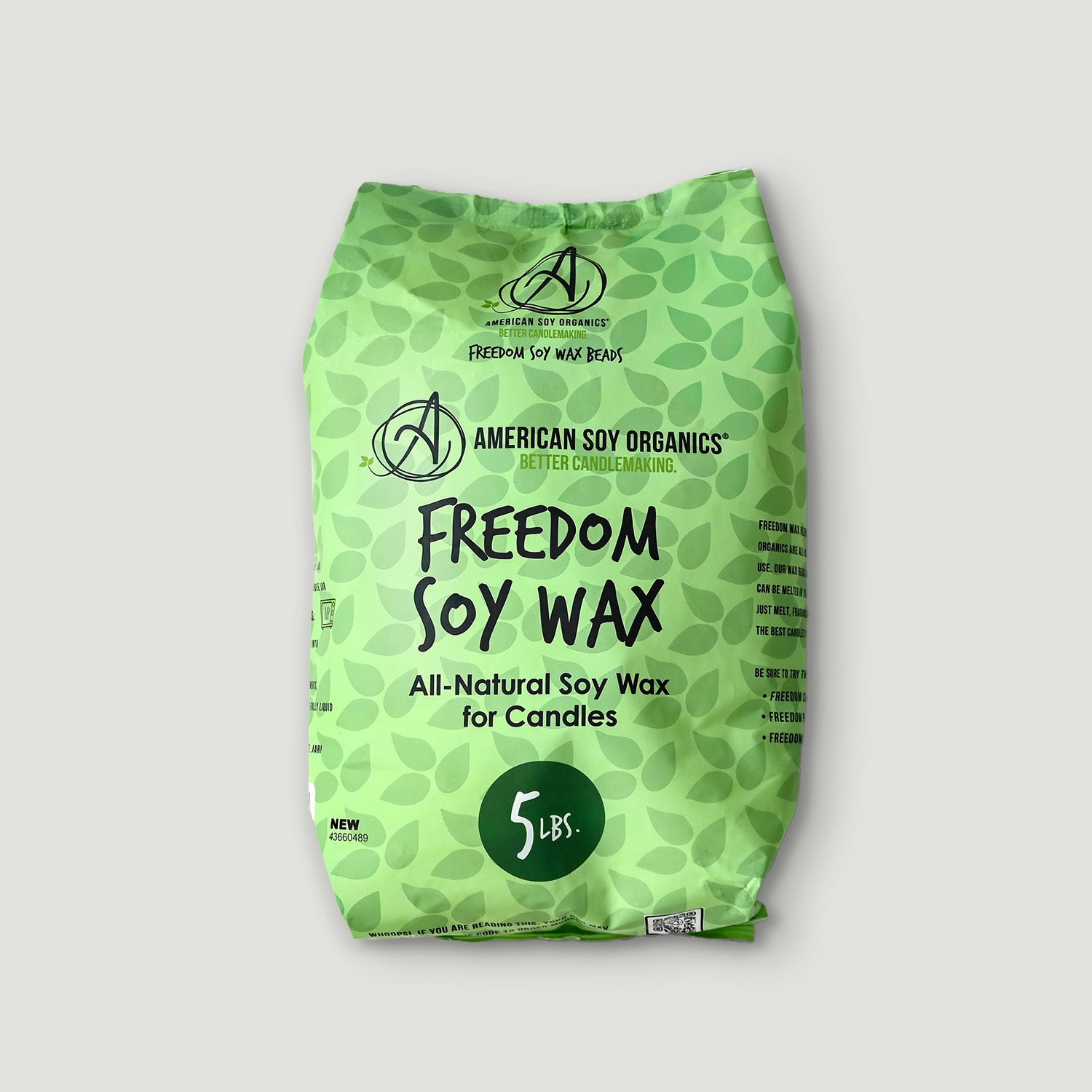 A green bag of freedom soy wax