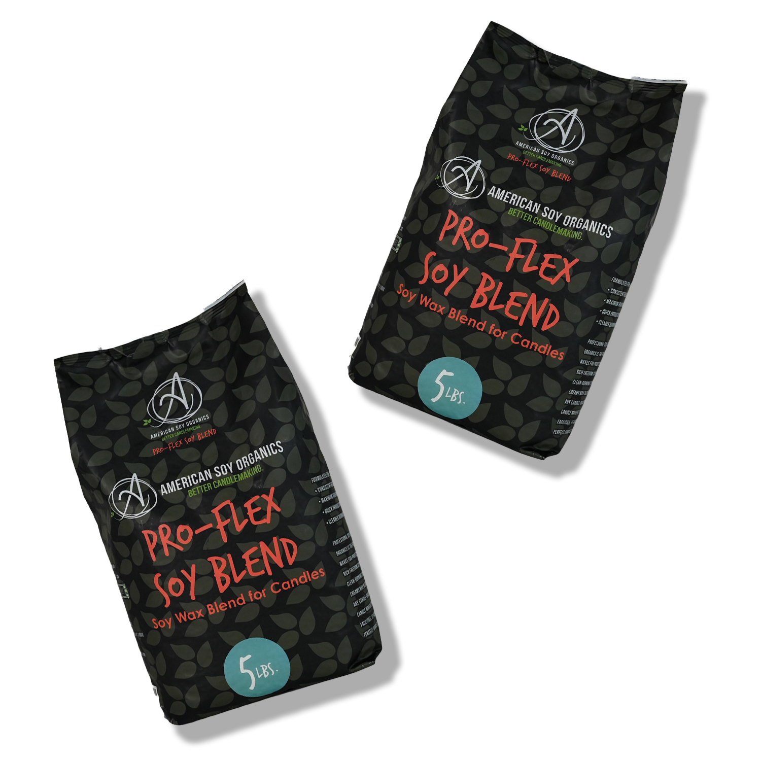 Two black packages of Pro-Flex Soy Blend on a white background