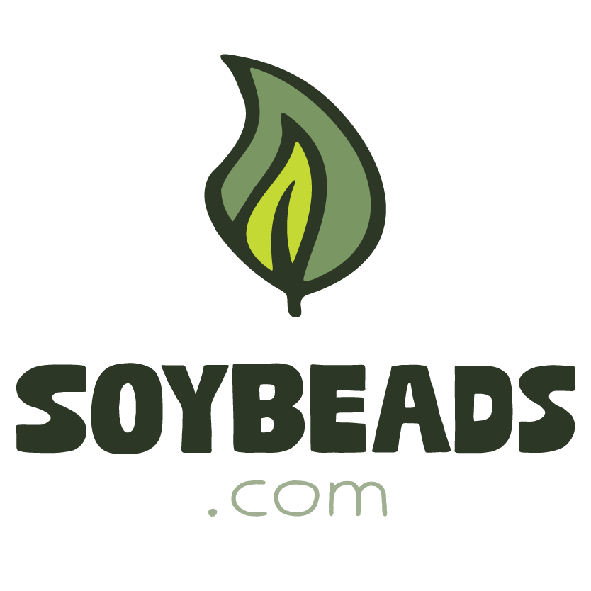 Logo of Soybeads with a green leaf design on a white background