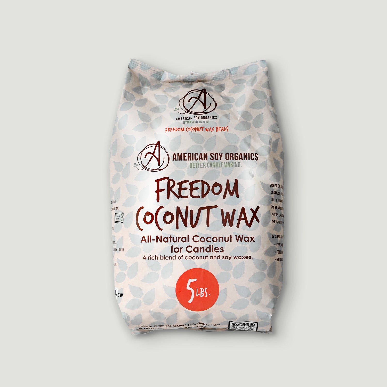 A 5 pound bag of coconut wax beads