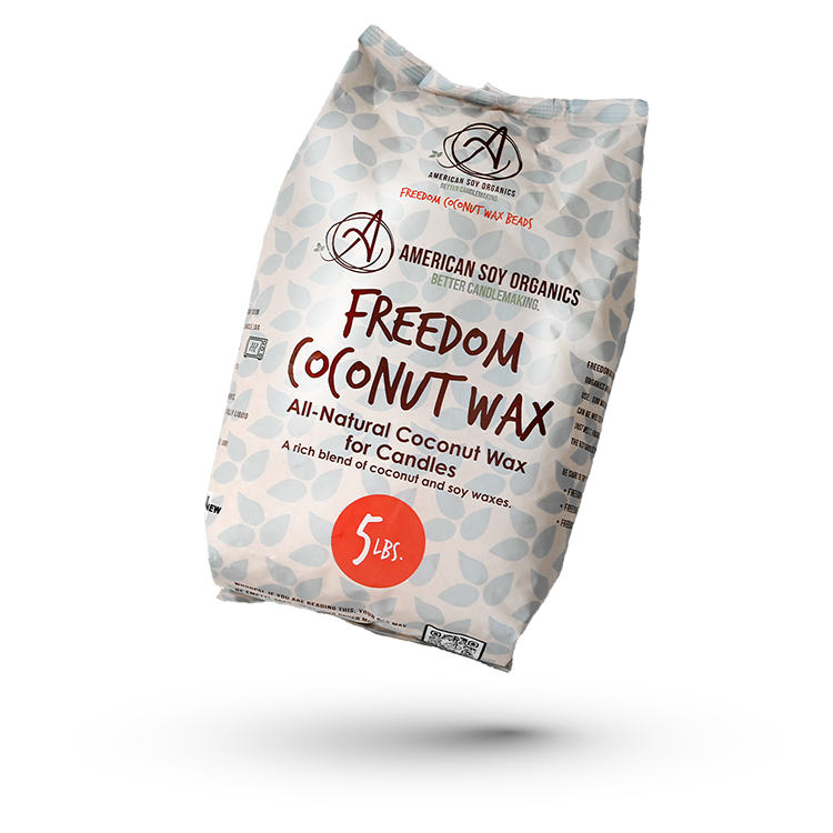 Bag of American Soy Organics Freedom Coconut Wax on a white background