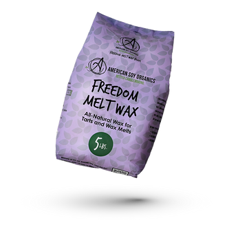 Purple bag of American Soy Organics Freedom Melt Wax on a white background