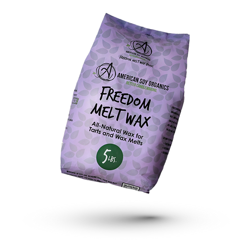 Purple bag of American Soy Organics Freedom Melt Wax on a white background
