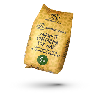 Bag of American Soy Organics Midwest Container Soy Wax on a white background