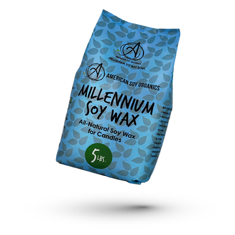Bag of American Soy Organics Millennium Soy Wax on a white background