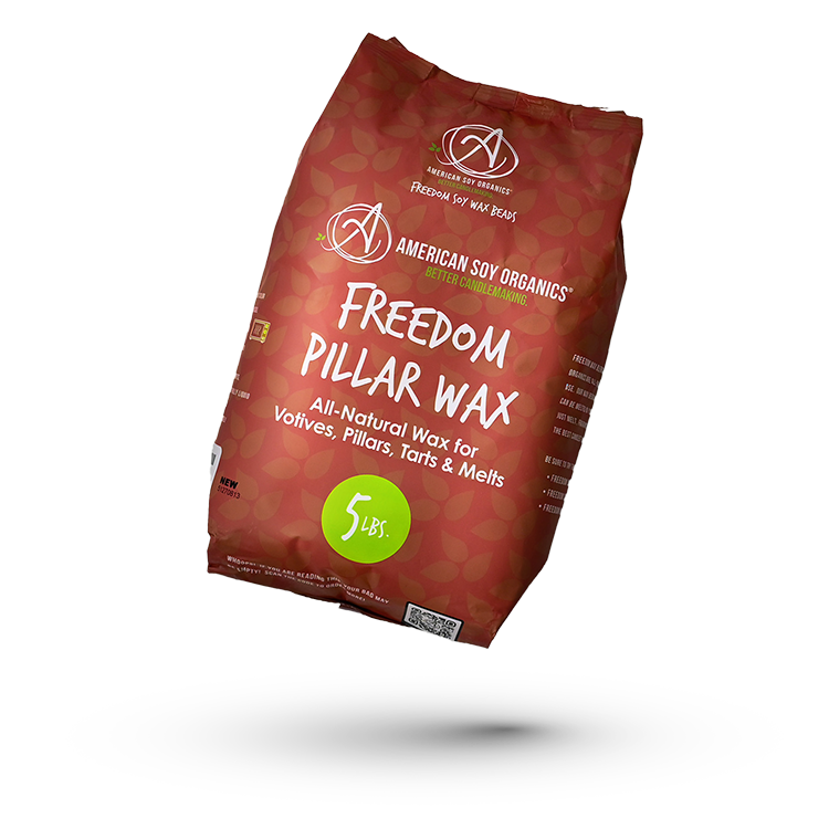 Bag of American Soy Organics Freedom Pillar Wax on a white background