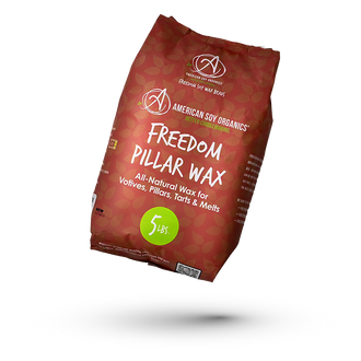 Bag of American Soy Organics Freedom Pillar Wax on a white background