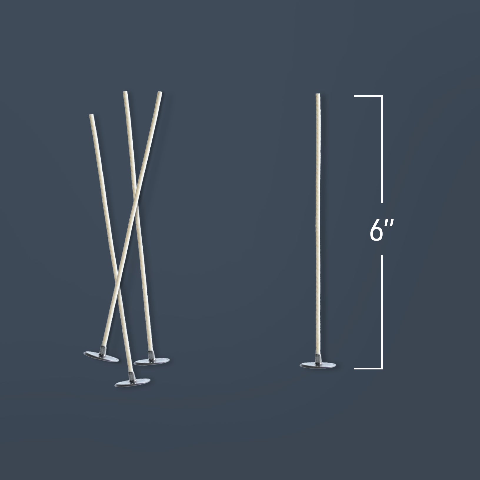 A graphic showing a 6-inch candle wick.